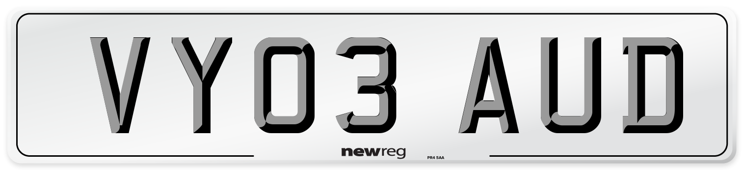 VY03 AUD Number Plate from New Reg